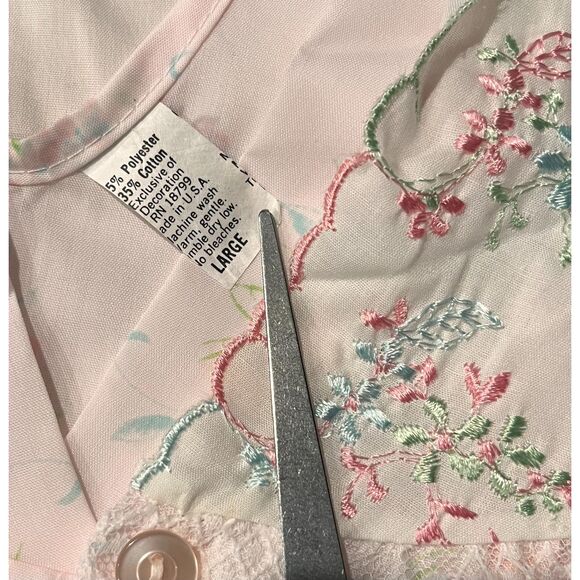 DANNI NEW YORK 60's/70's Night Dress & House Coat VTG Pink Floral NWT Sz L - Picture 10 of 11